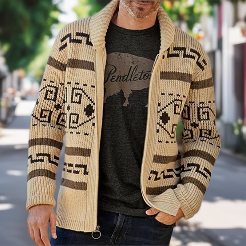 Autumn/Winter New Style Men's Wear Fashion Lapel Casual Cardigan Long Sleeve Slim Jacquard Knit Sweater SY0013