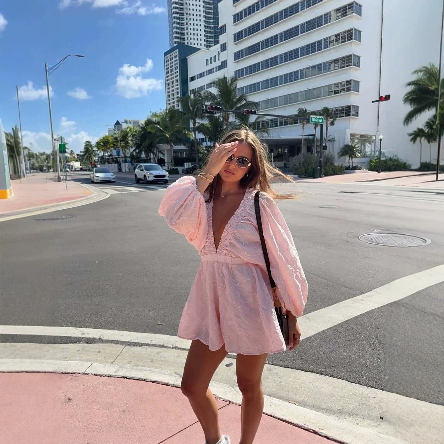 European and American Cross-Border Summer New Solid Color Fashion Long Sleeve Jumpsuit Sexy V-Neck High-Waist Casual Versatile