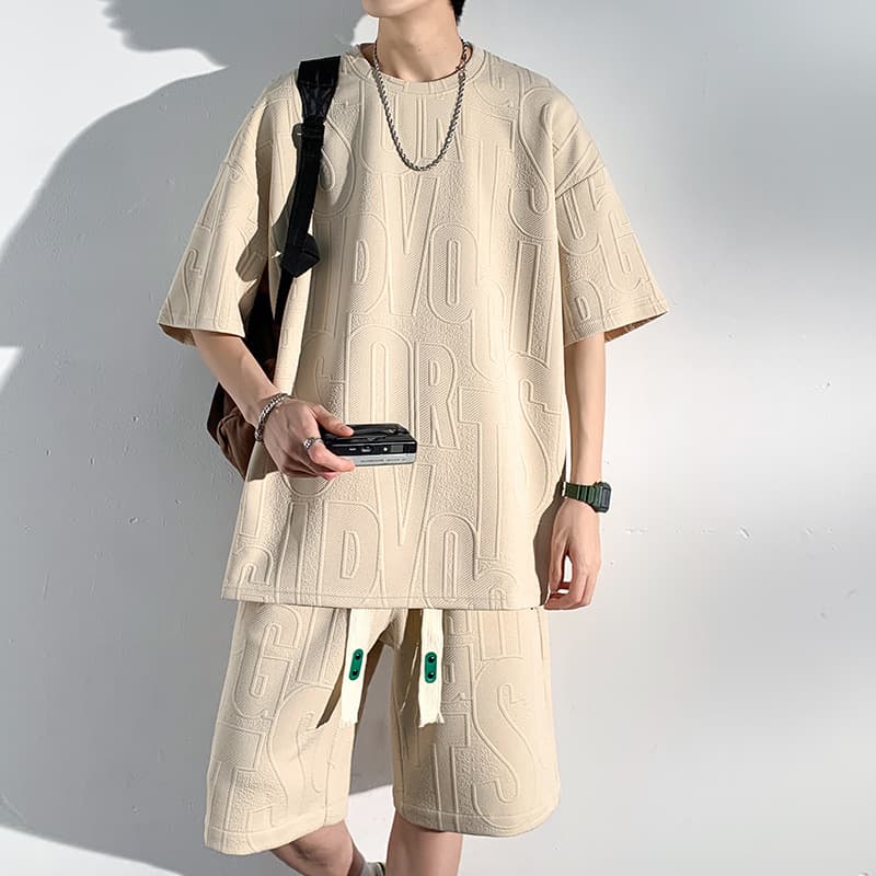 Short Sleeve T-Shirt and Shorts Set for Men Summer Trendy Loose Casual Plus Size Big Size Fat Man Outfit