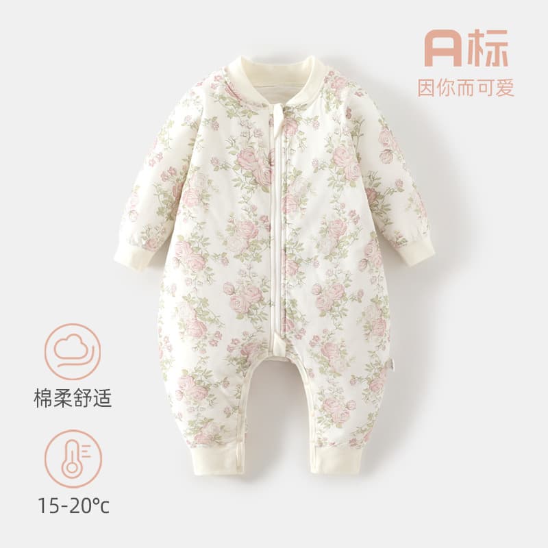 Baby sleeping bag autumn and winter baby zipper anti-kick quilt home newborn pajamas 50g quilted newborn sleeping bag