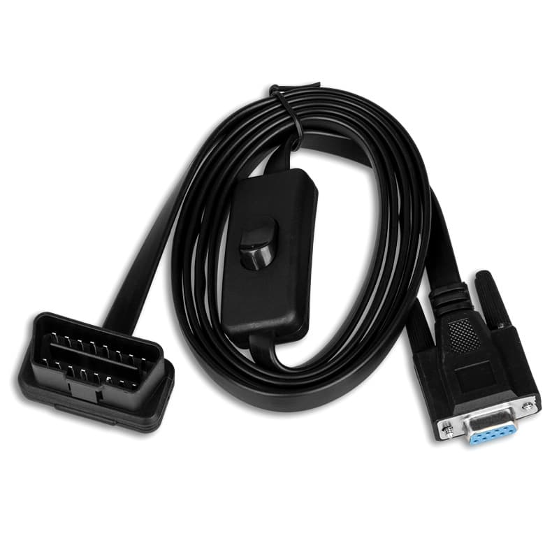 OBD2 16PIN to DB9 Serial RS232 Cable with Switch OBD Extension Diagnostic Tool