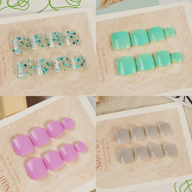 Toenails Wearing Nails Summer Macaron Ins Sweet Cool Style Short Square Wearing Nails Foot Wearing Nails