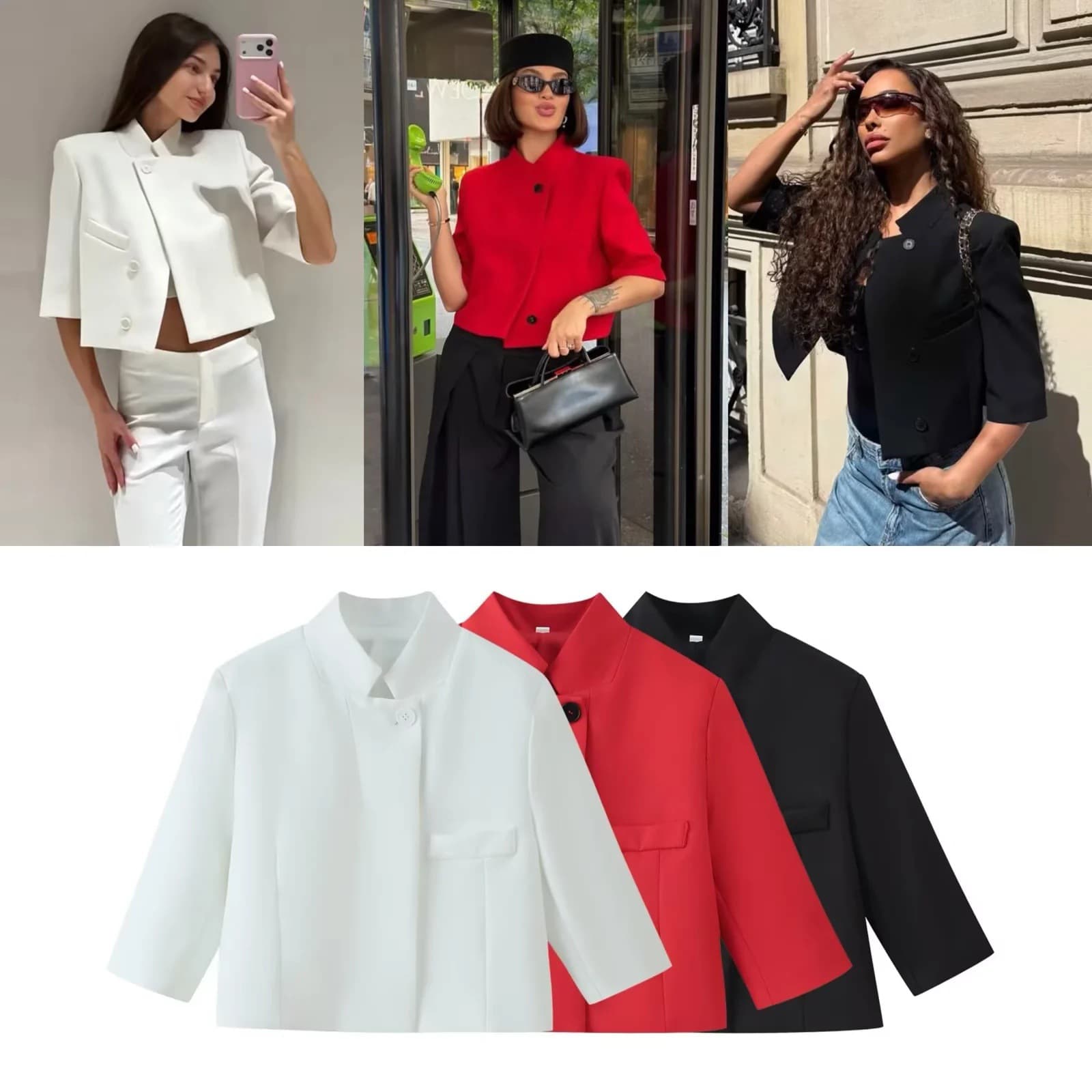Cross-border European and American Women's Fashion 2026 AliExpress Bestseller Stylish Versatile Stand Collar Short Jacket