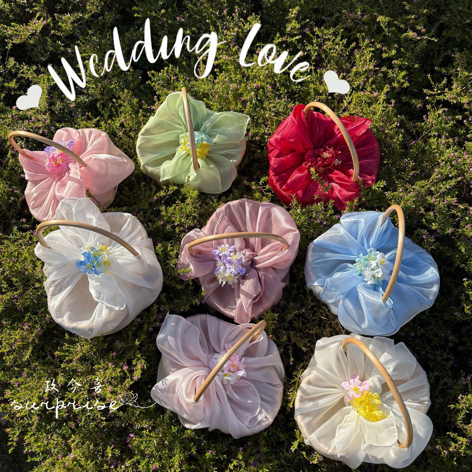 Bridesmaid Gift Wrapping Cloth Candy Box Gift Wrap Fabric Ins Style Premium Wedding Handbag Flower Basket