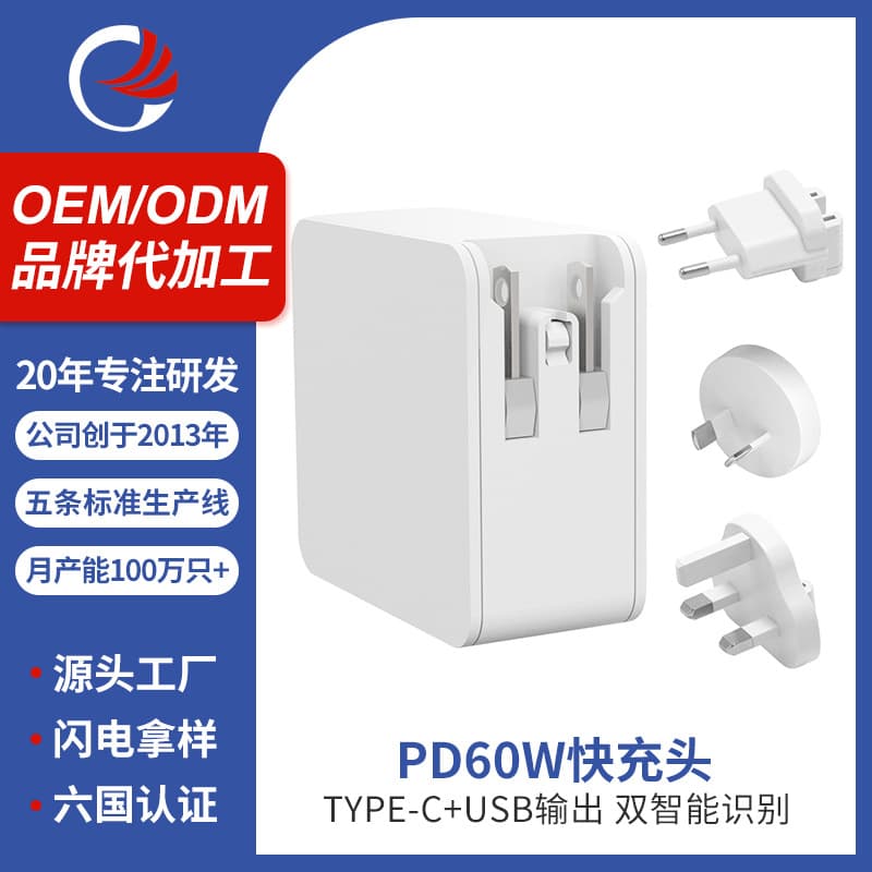 Dongguan Manufacturer Custom Cross-Border Pd60W Laptop Charger Mobile Phone Fast Charging Plug Power Adapter Fast Charging