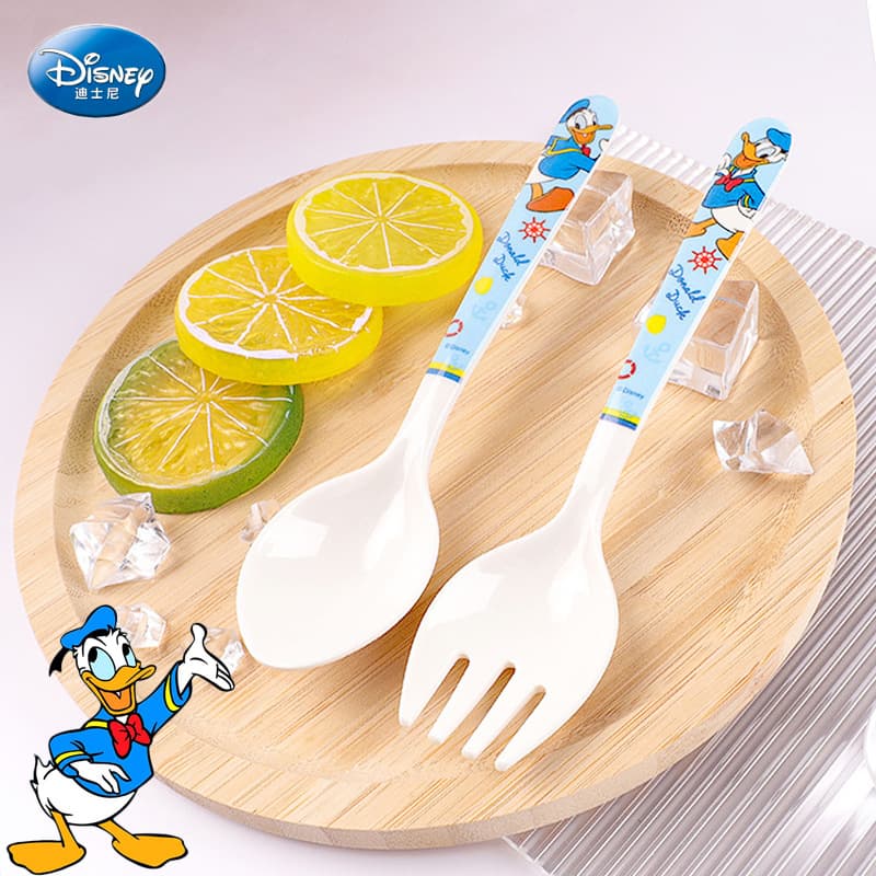 Disney Children's Large Melamine Utensils Baby Fork Spoon Cartoon Feeding Spoon Food Grade Spoon for Eating and Soup