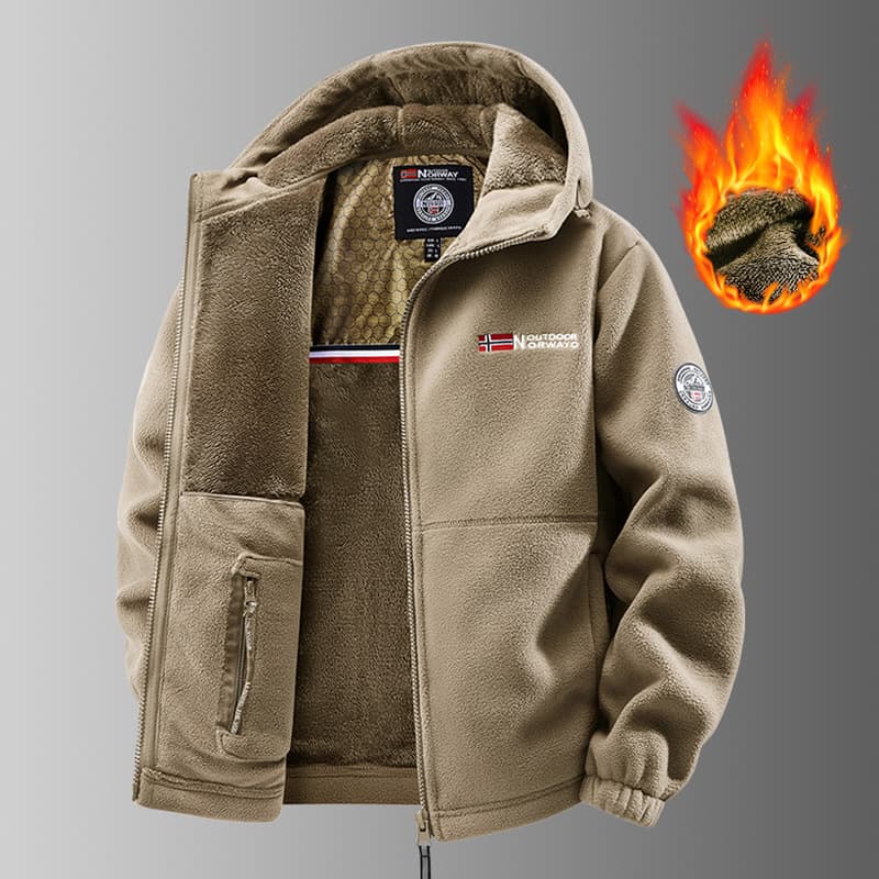 New Men's Autumn and Winter Hooded Norwegian Fleece Jacket Polar Fleece Jacket Outdoor Couple Plus Velvet Thickened Warm Clip