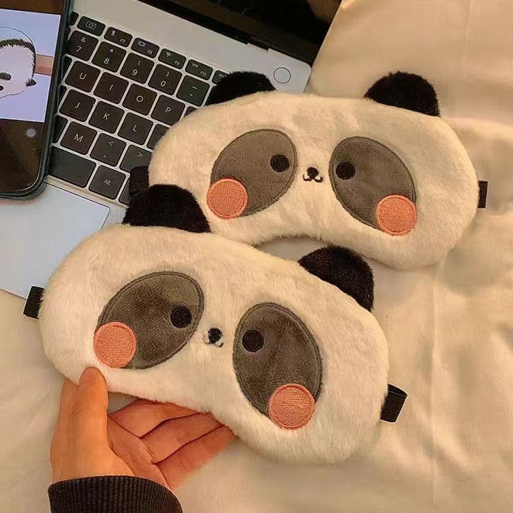 Sleeping Panda Cartoon Funny Girl's Sunscreen Eye Mask for Relieving Nap Fatigue, Cute Plush