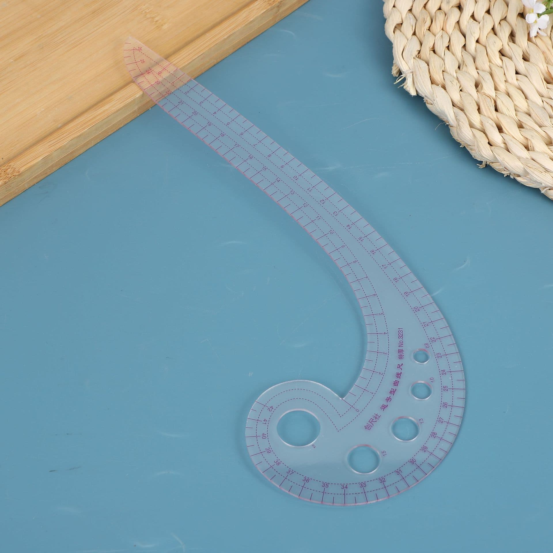 3231 Comma Ruler for Fashion Design with Built-in Scale Pattern Making Ruler 6-Character Comma-Shaped Multi-Function Curve Ruler