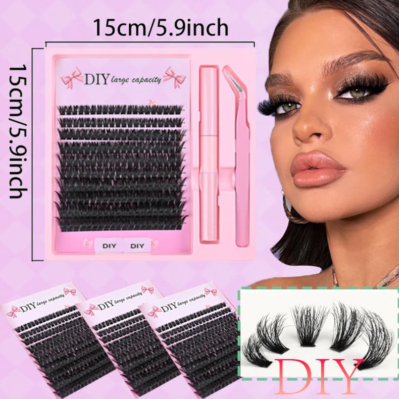 Cross-border DIY lash Kit hot melt false eyelashes segmented self-grafting false eyelashes 3-piece set large capacity wholesale