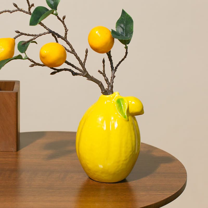 Lemon Ceramic Vase Decoration Nordic Ins Style Hydroponic Flower Vase Simple Modern Desktop Ornament
