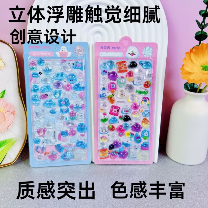 3D Transparent Crystal Embossed Sticker Handkerchief Decoration DIY Phone Creative Sticker Ghost Sticker 3D Bubble Sticker