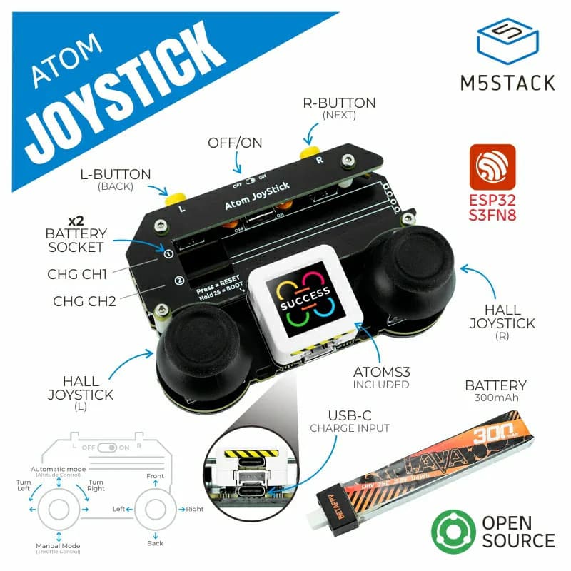Cross-border Drone Development M5Atom Joystick Handle Programmable Dual Joystick Remote Controller