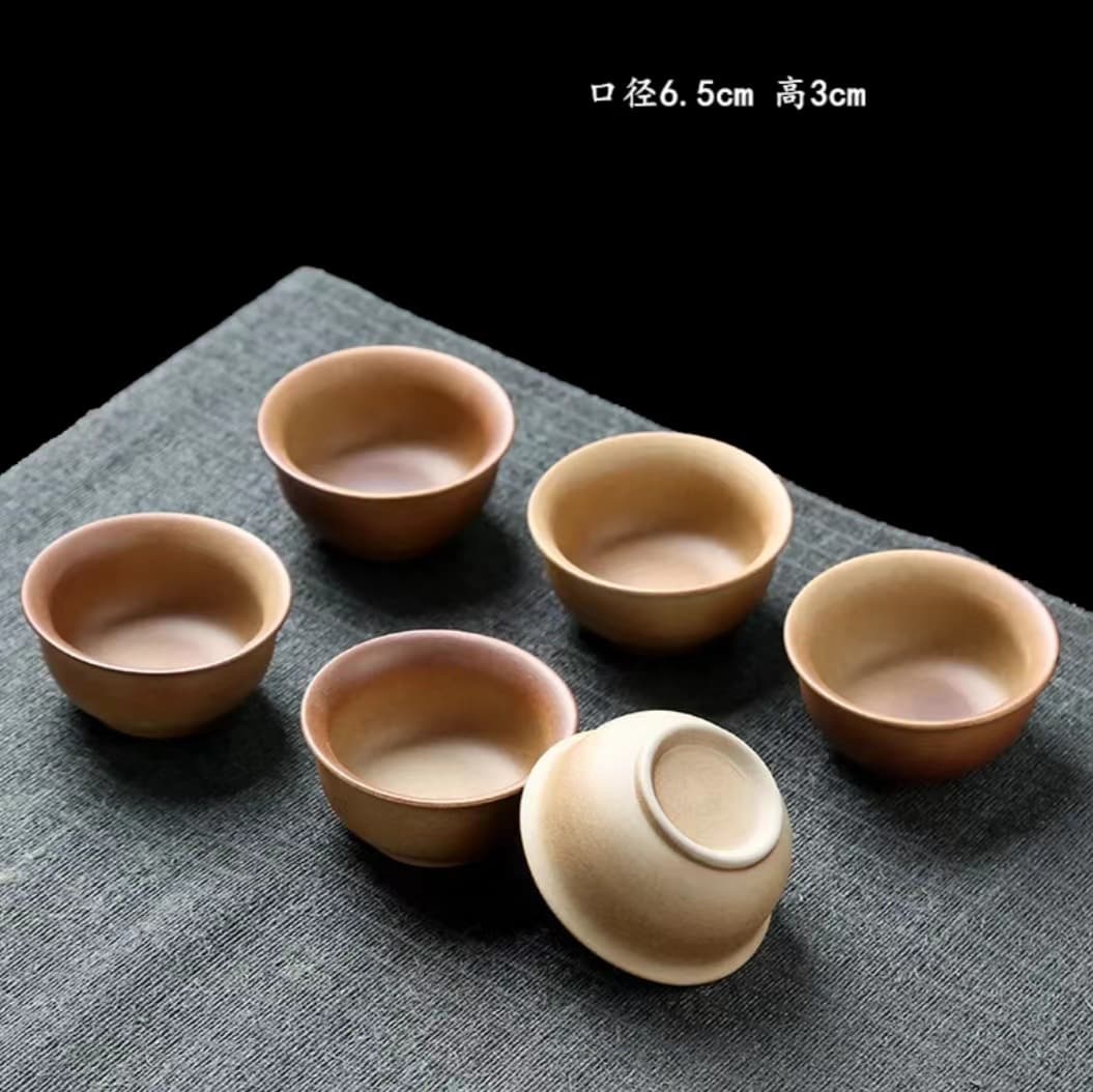Small 55ml Retro Wood-Fired Tea Cup, Gongfu Tea Tasting Cup, Coarse Ceramic Household Tea Cup for Outdoor Stove Use