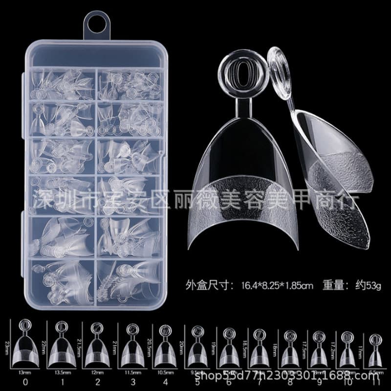 New wearable nails with handle, ultra-short semi-adhesive round head frosted nails, transparent folding seamless semi-frosted almond nails, fake nails