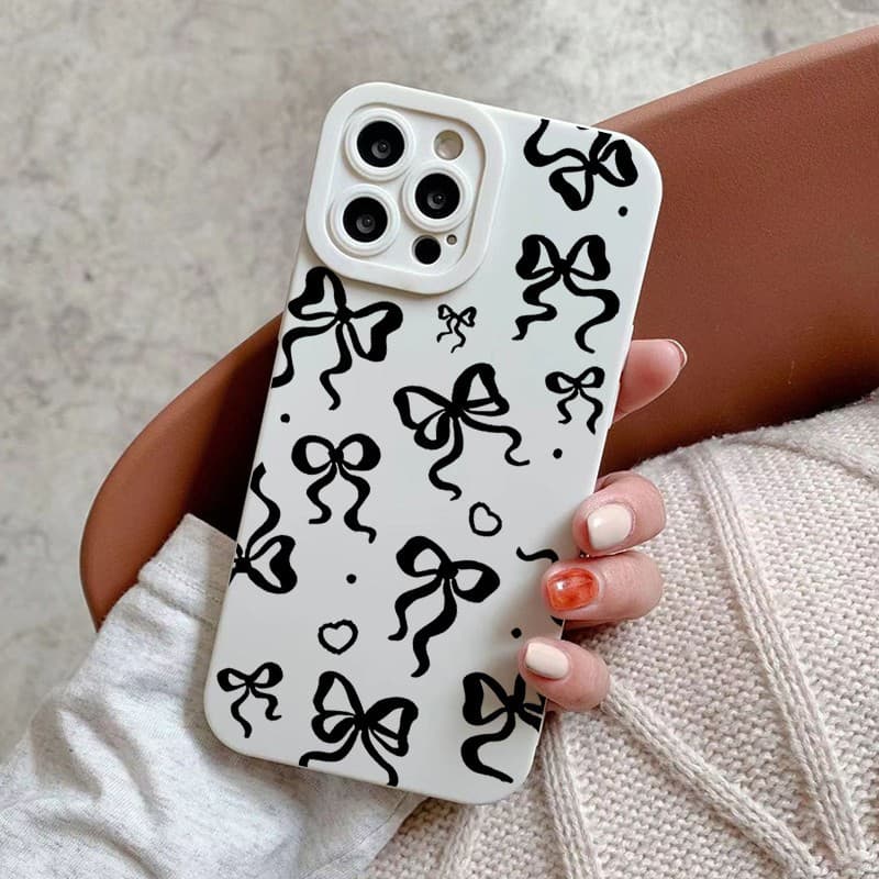 Ribbon Bow Compatible with iPhone 17 Pro Case, iPhone 14/15 Shockproof Silicone Cover, Drop Shipping Available