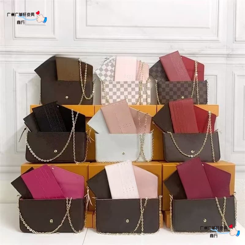 Shoulder Crossbody Plaid Women's Bag 3-Piece Set, Chain Envelope Bag, New PU Small Square Bag, No Box, Songmont