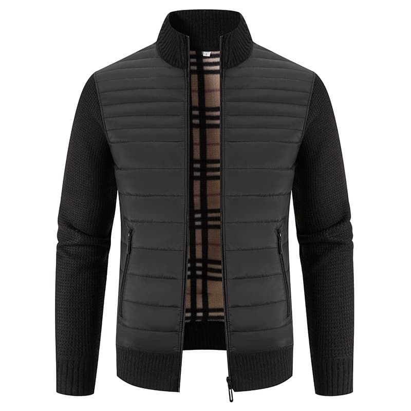 2025 Autumn Winter Foreign Trade Men's Fashion Stand Collar Plus Velvet Thickened Cardigan Jacket Men's Trendy Casual Sweater