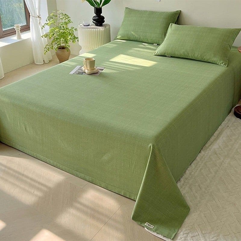 Thick Cotton Coarse Cloth Bed Sheet Set, Heavy-Duty Cotton Cooling Mat, Double Bed Linen Cotton Flax Sheet, Wholesale