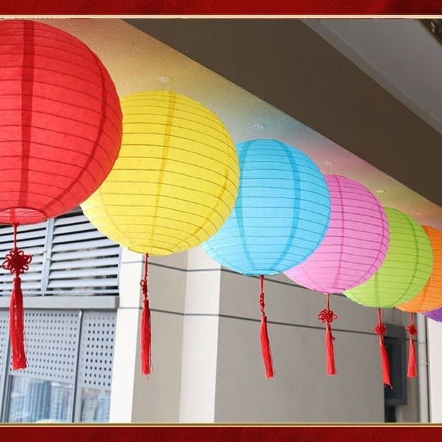 New Monochrome Round Lantern Paper Wedding Room Decoration Set Wholesale Cross-border Direct Supply Festive Ornaments