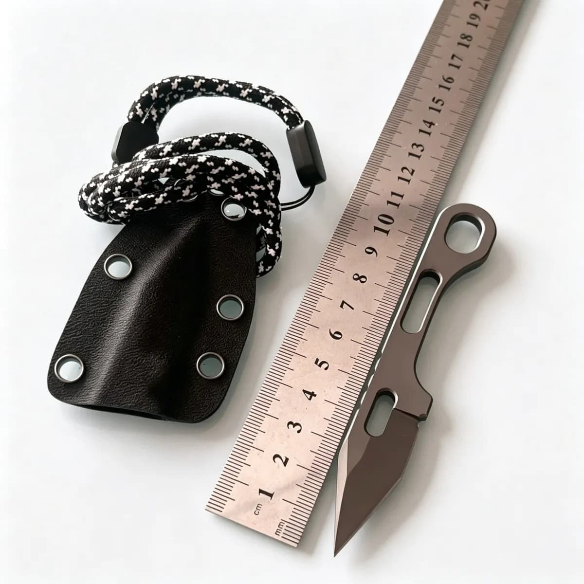 EDC Necklace Knife Portable Small Straight Knife Package Opening Tool Self-Defense Gear High Hardness Blade Camping