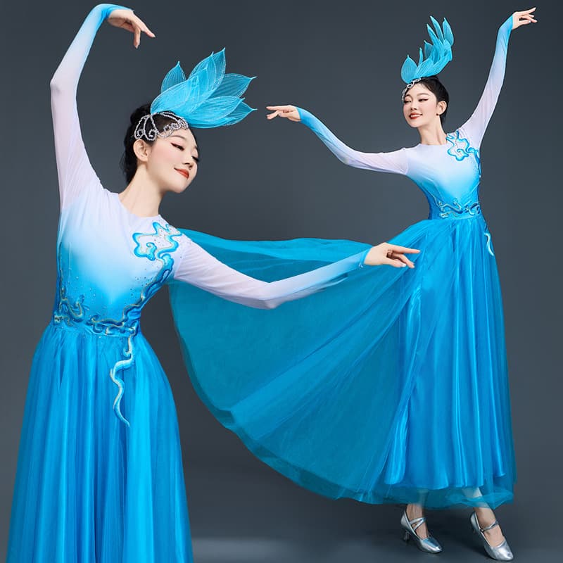 I Love You China Modern Dance Performance Wear Women's Short Dress Square Dance Puffy Skirt Opening Dance Performance Costume
