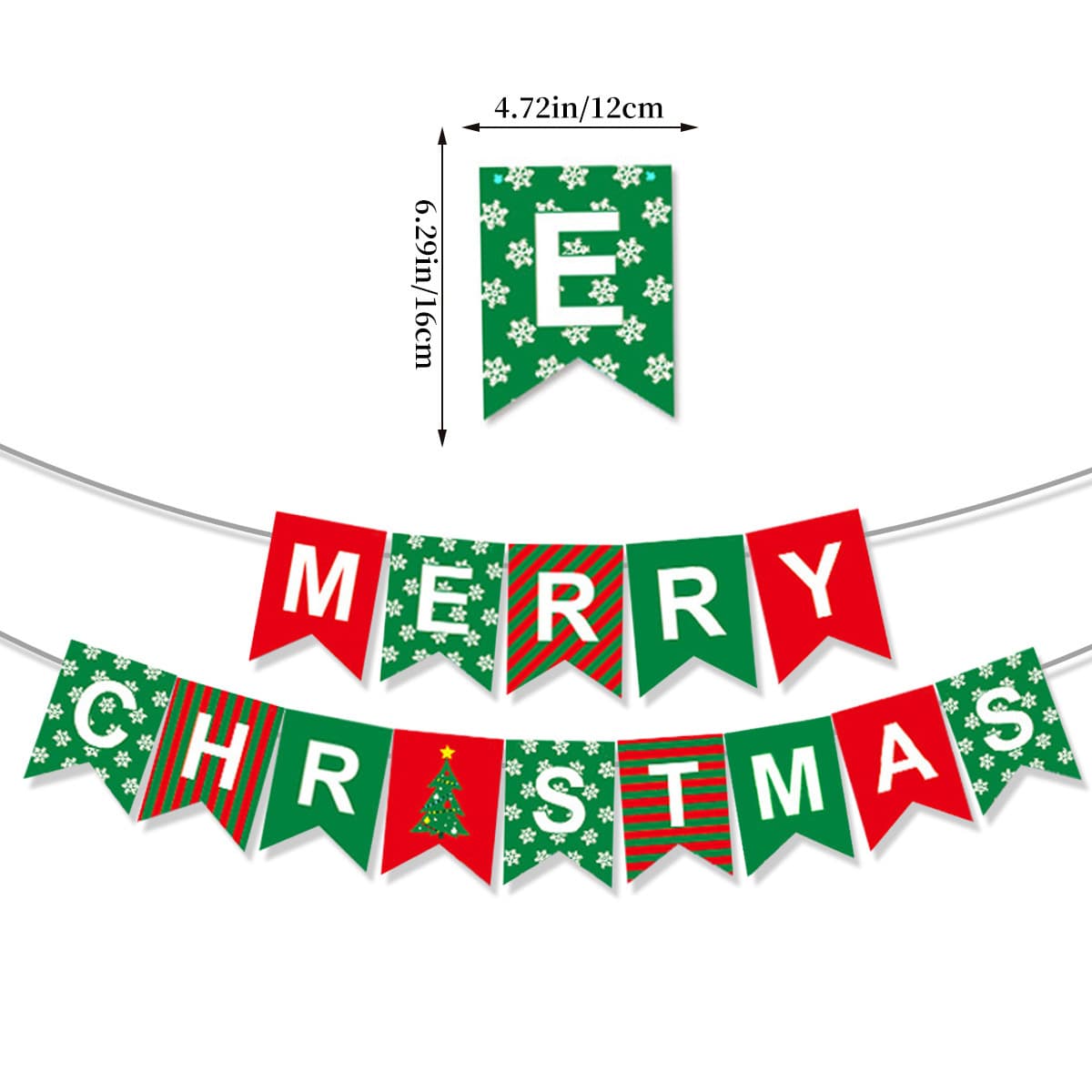 Cross-border Christmas Theme Decoration Snowflake Banner MERRY CHRISTMAS Letter Garland Wholesale