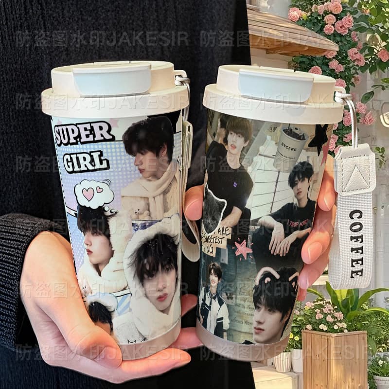 Yan Login Youth Zhu Zhixin Thermos Cup 316 Stainless Steel Large Capacity Straw Water Cup Car Coffee Cup for Men and Women