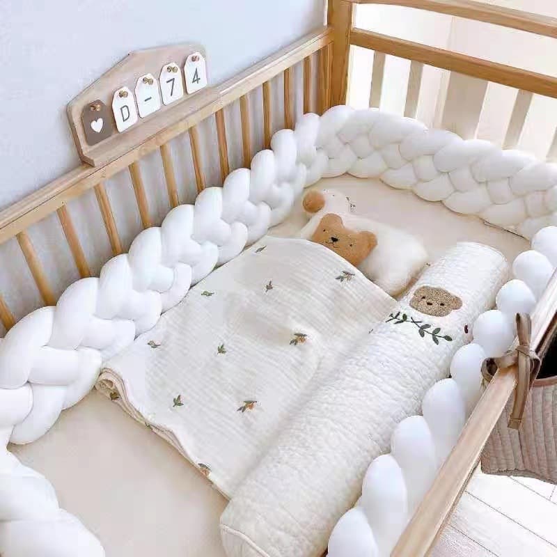 Baby Crib Bumper Twisted Rope Guard Soft Padding Anti-Collision Strip Newborn Four-Strand Crib Bumper Splicing Bed Back Decoration