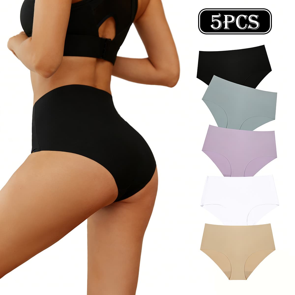 Cross-border Wholesale High-Waist Seamless Triangle Panties Yoga Sports Comfortable Women's Underwear Breathable Ice Silk Panties
