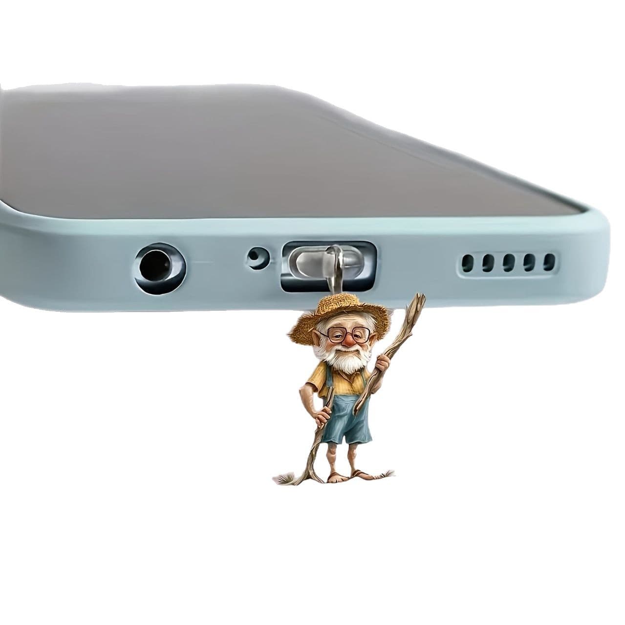 2025 New Cross-Border Creative Cane for Elderly, Cute Acrylic Type-C Charging Port Phone Dust Plug