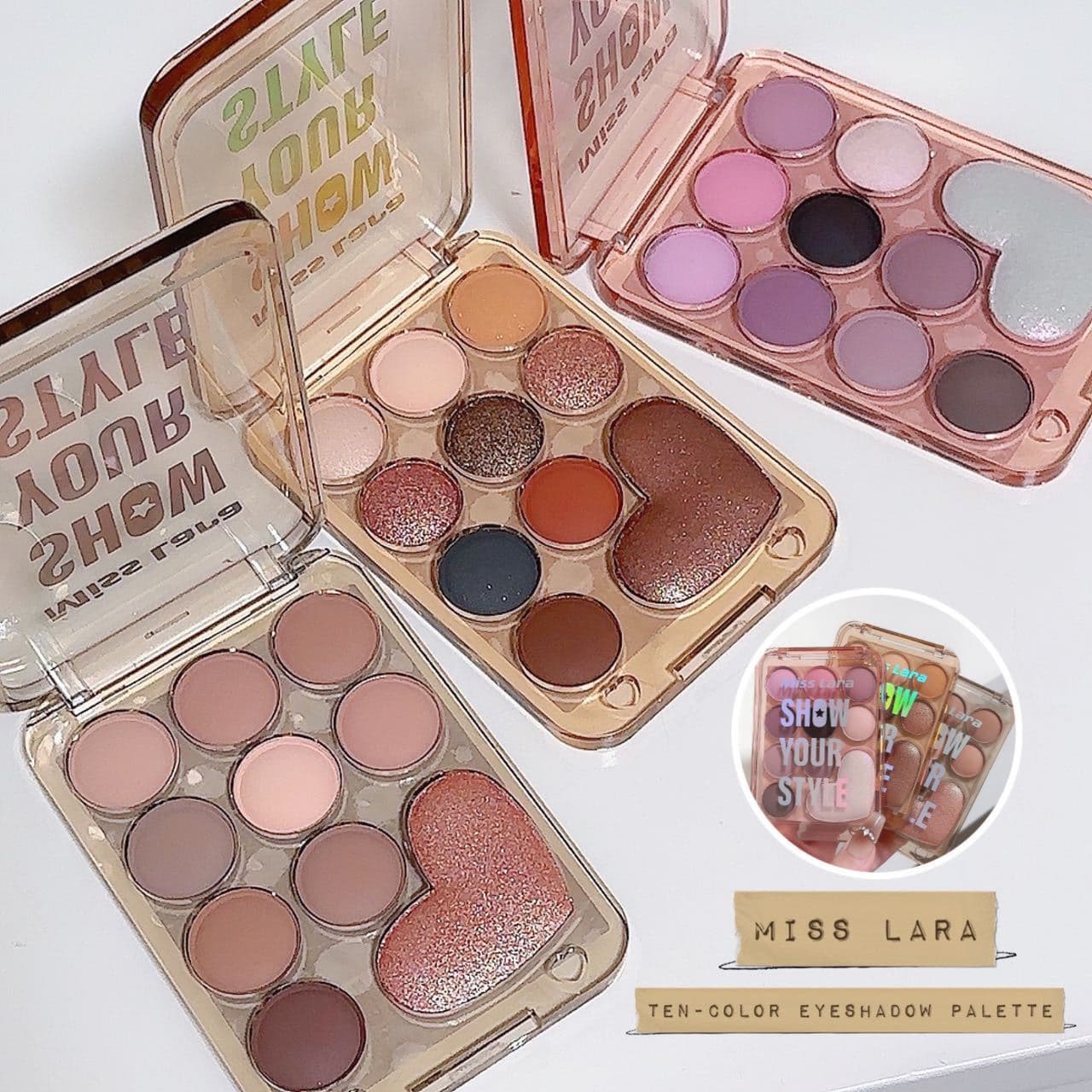 Miss lara love ten color eye shadow palette pearlescent matte caramel glitter brown earth color eye shadow affordable makeup