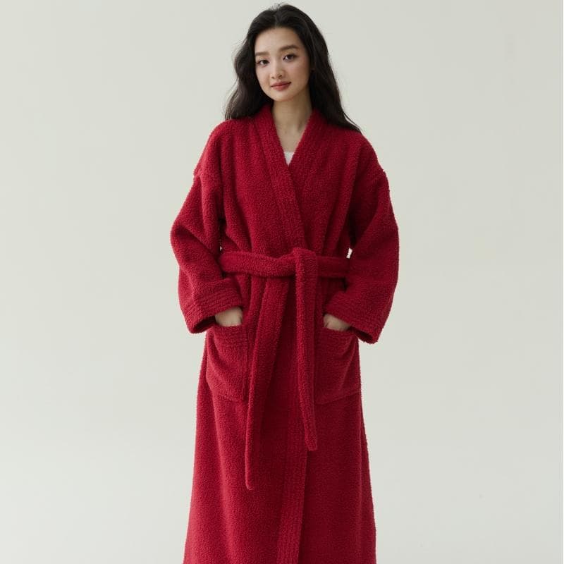 New Autumn/Winter Coral Fleece Thickened Flannel Bathrobe Long Robe Couple Pajamas
