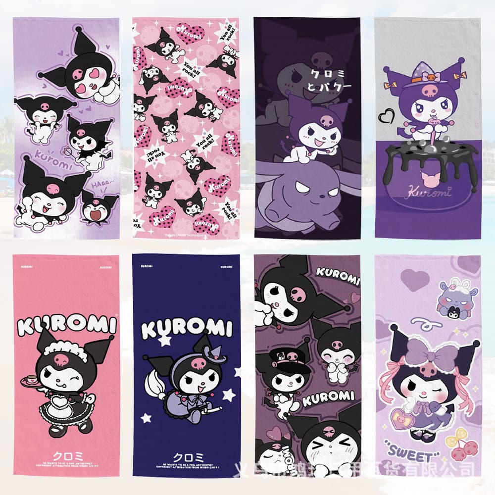 Sanrio Kuromi Beach Towel Cartoon Print Bath Towel Microfiber Beach Towel Custom