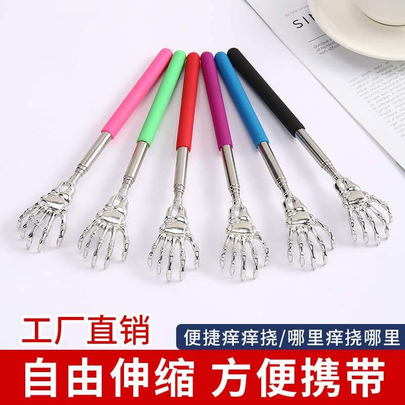 Factory direct ghost hand stainless steel extendable back scratcher, no-help-needed itching tool