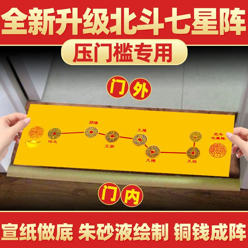 Entry Door Threshold Stone Copper Coins Five Emperor Coins for Threshold Weighing, Wealth-Attracting Big Dipper Formation Diagram, Items Placed Under Doorstep Stone
