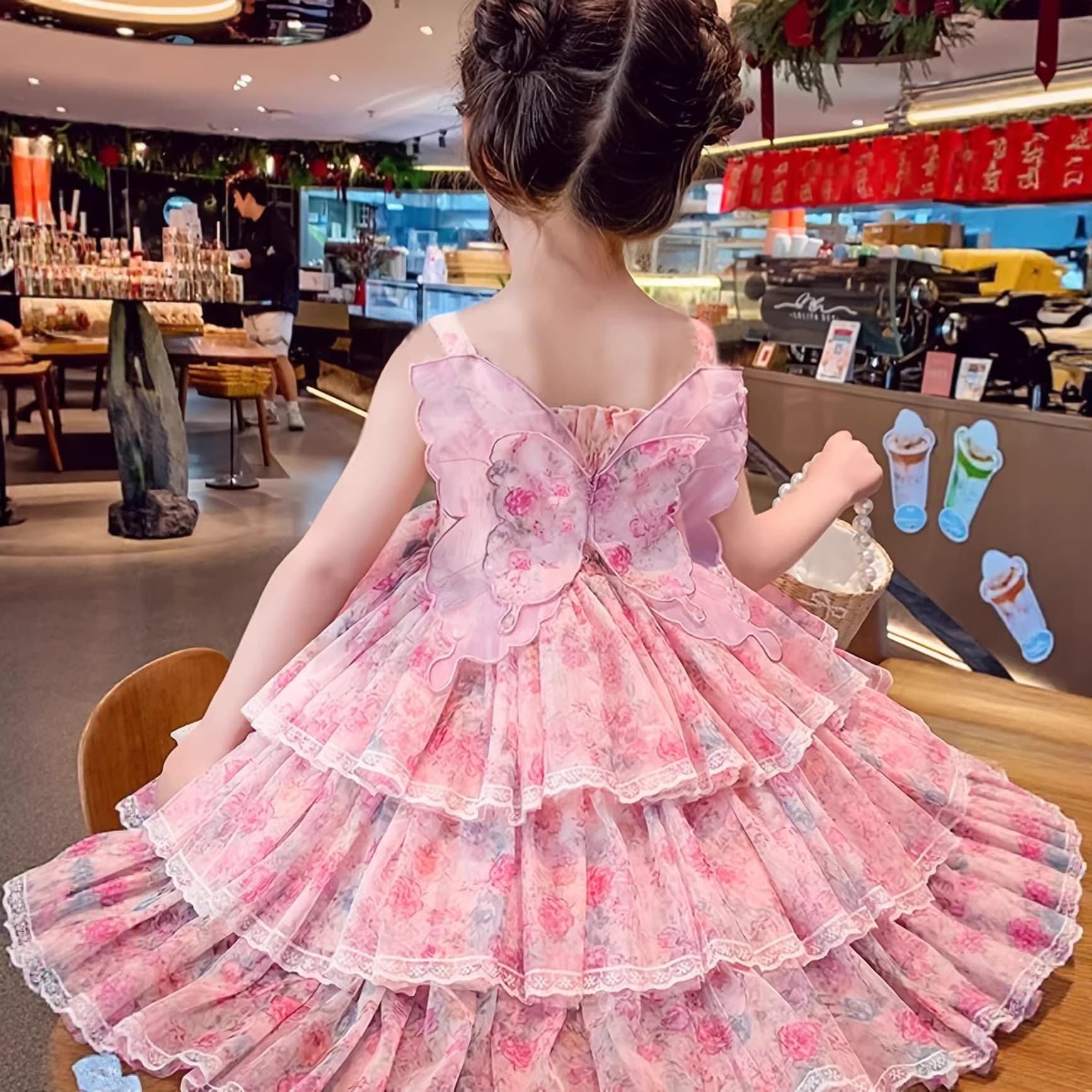 Girls' Suspender Dress 2026 New Summer Children's Cake Dress Birthday Dress Girls' Puffy Chiffon Princess Dress