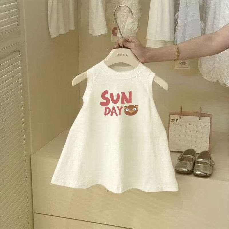 Cotton Girls Dress, Summer New Vest Baby Kids Printed Toddler and Young Kids Trendy Sleeveless Dress