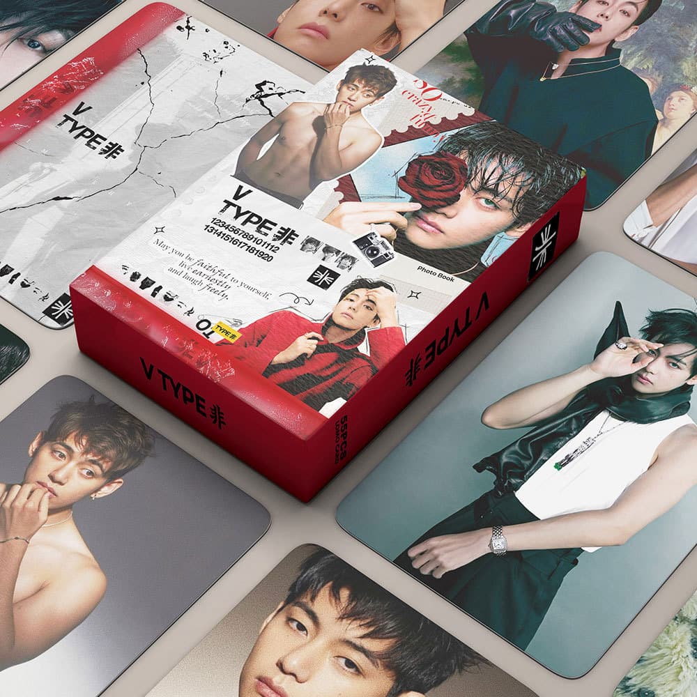 55 KPOP V Kim Taehyung Photo Cards V TYPE Non-PhotoBook Peripheral LOMO Cards Homemade Small Cards