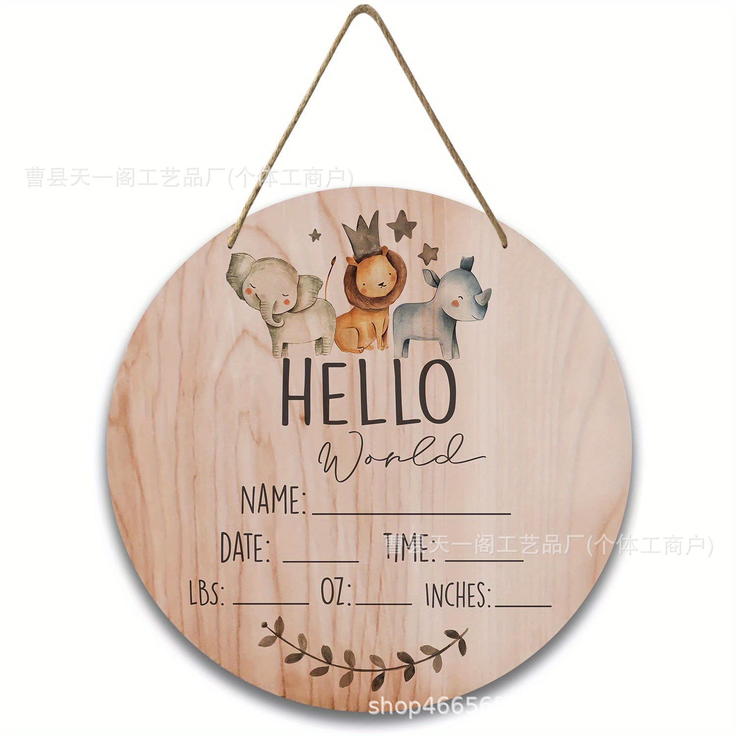 Cross-border Creative Wooden Craft Door Sign Round Decorative Plaque Home Hanging Round Wood Slice Laser Cut