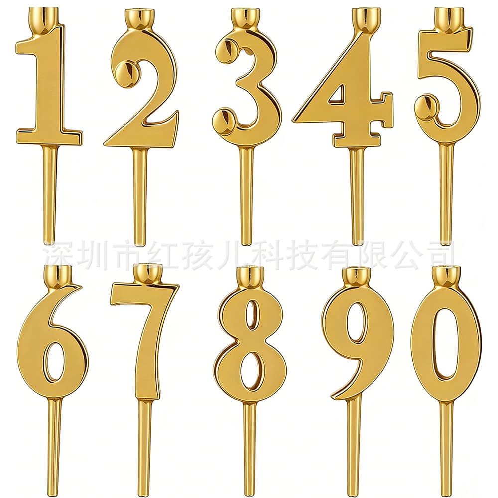 Gold and Silver Numbered Candle Holder Picks Birthday Cake Toppers Celebration Decorative Ornaments Set of Numbers 0-9
