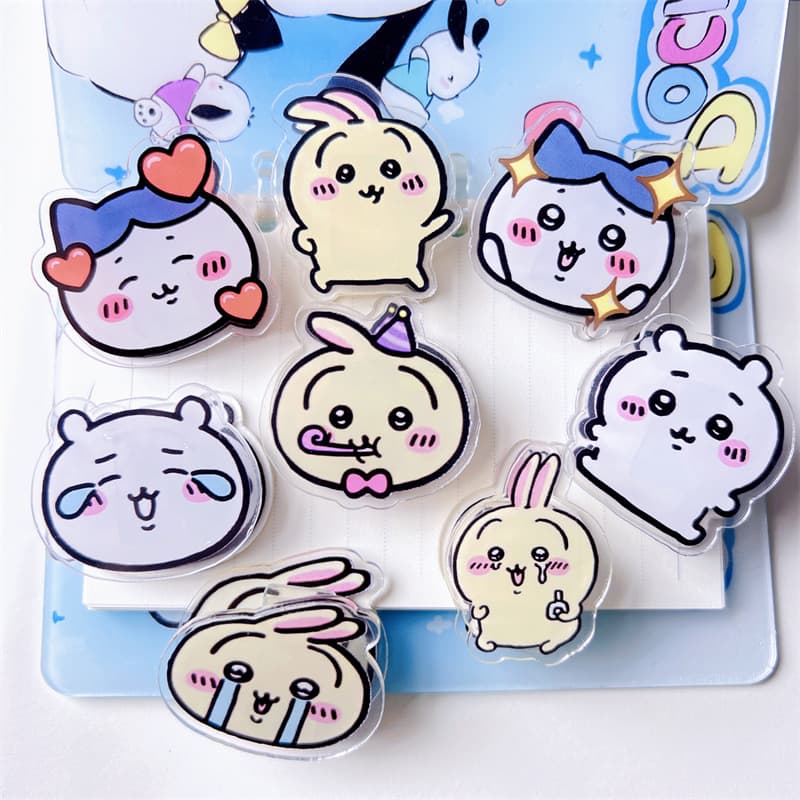 Gee Kawai Acrylic Student Double-Sided Clips Cute Cartoon PP Clips Multi-functional Stand-up Test Paper Clips File Folders