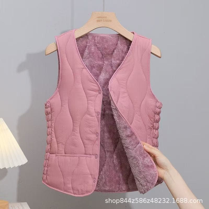 2025 Hot-Selling Women's Fleece-Lined Vest, Fashion Thick Warm Sleeveless, Autumn/Winter Slim Short Vest