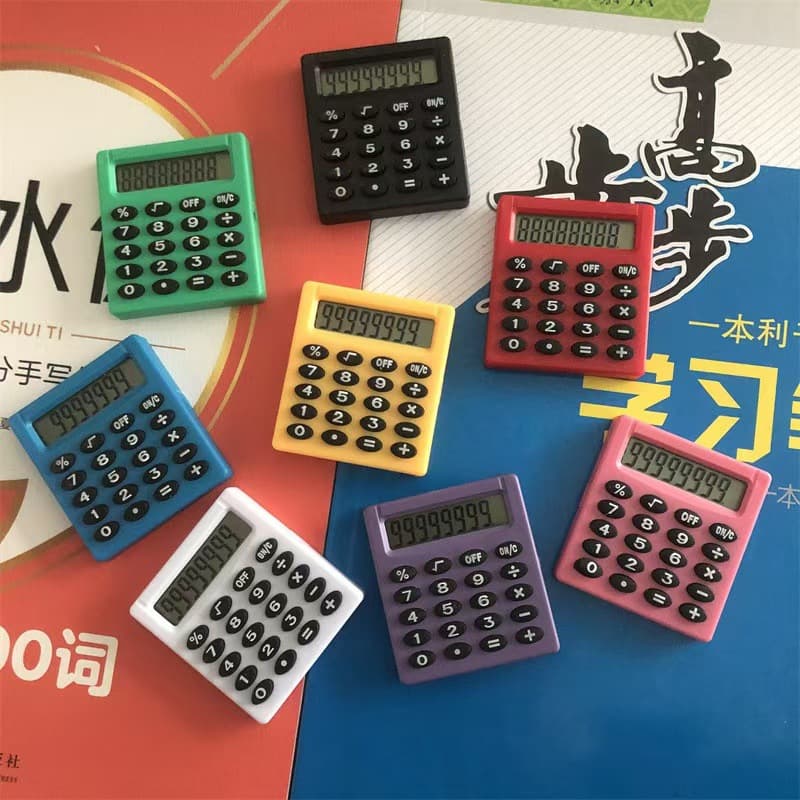 Small Square Pocket Cartoon Mini Calculator, Pocket-Sized Button Battery Calculator, Candy Color Portable Calculator