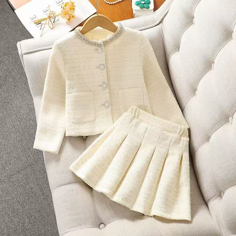 Girls' Chanel-Style Suit 2025 Spring/Fall New Fashion Children's Jacket and Skirt Two-Piece Set for Middle and Older Kids