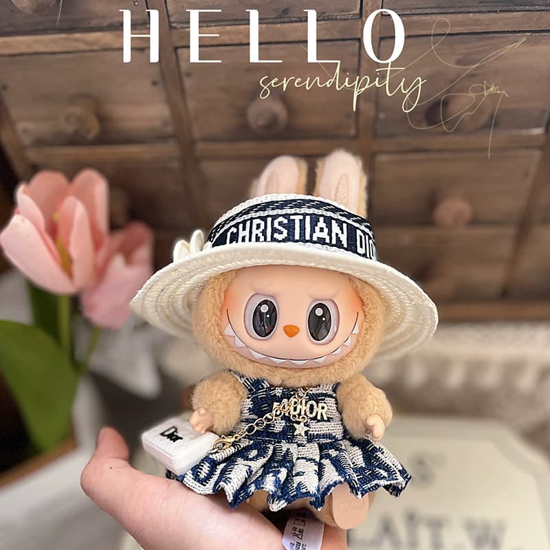 Labubu Dress Blue Skirt 17cm Labubu Generation 1 2 3 Labubu Doll Clothes Labubu Doll Outfit