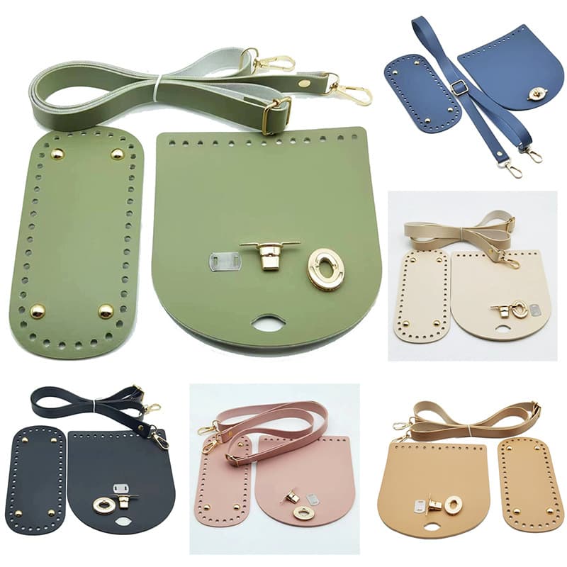 Handmade Leather Accessories PU Shoulder Strap Bag Bottom Bag Cover Three-Piece Set Material DIY Hook Self-Made Knitted