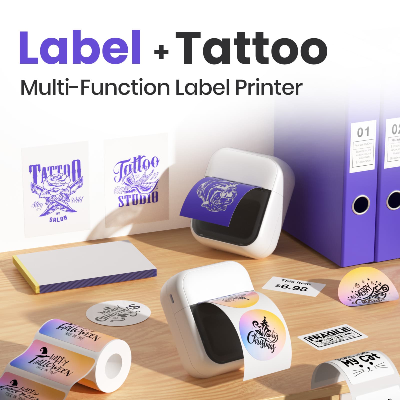 C50 Mini Tattoo Printer Portable Wireless Bluetooth Tattoo Transfer Machine Thermal Label Pattern Printer