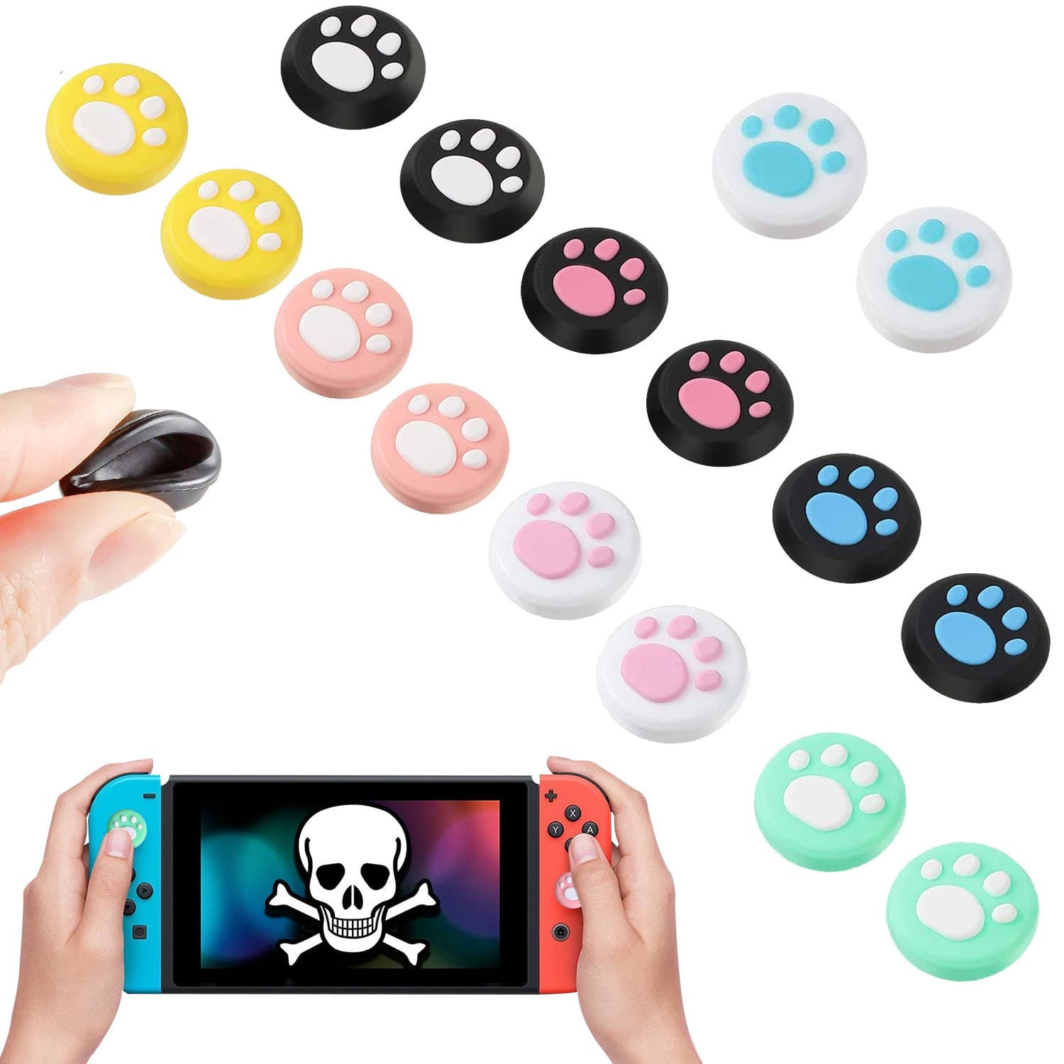 Switch joystick cap, OLED button cap, NS cat paw silicone game console protective cap, NS joystick silicone cap.