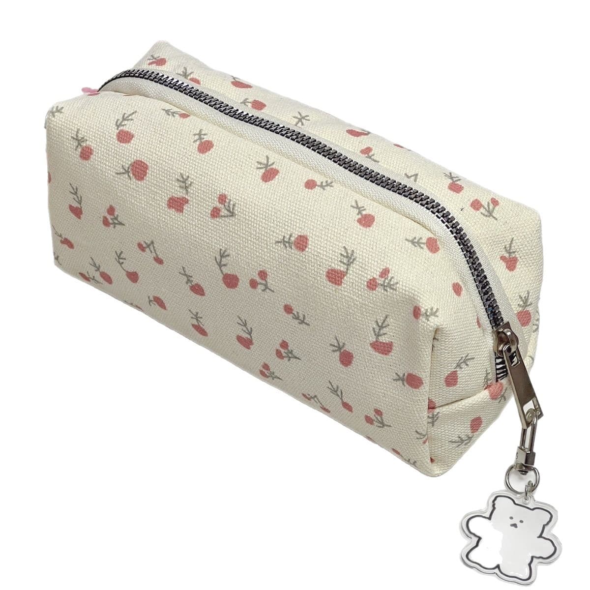 Cream Floral Pencil Case Minimalist High-Aesthetic Japanese Stationery Bag Large Capacity Student Pencil Pouch Cosmetic Bag